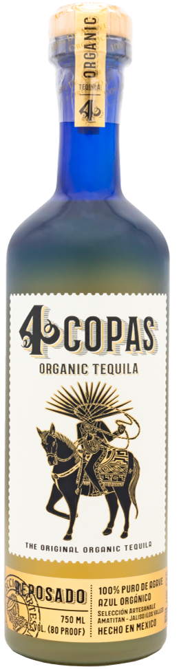 4 Copas Reposado 80 Proof Organic Tequila